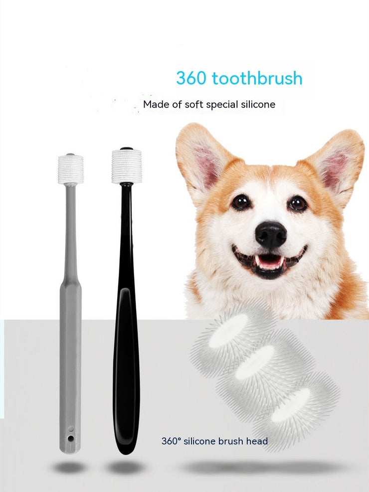Brosse à dents 360° pour chien et chat avec dentifrice
