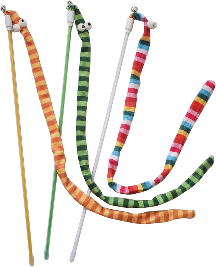 Canne à pêche pour chat avec peluche colorée