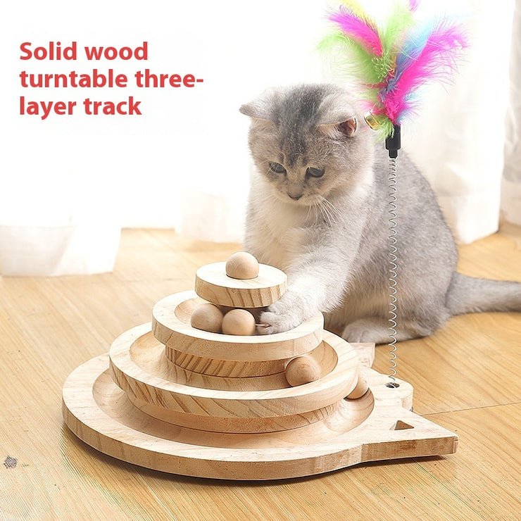 Jouet Tourniquet Interactif en Bois pour Chat - Stimulation Naturelle