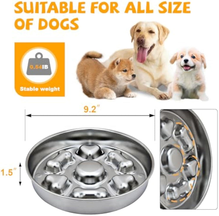 Gamelle anti-glouton en métal antidérapante pour chien