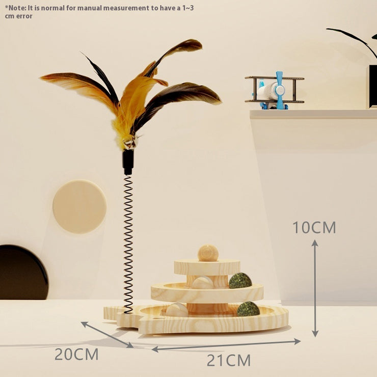 Jouet Tourniquet Interactif en Bois pour Chat - Stimulation Naturelle