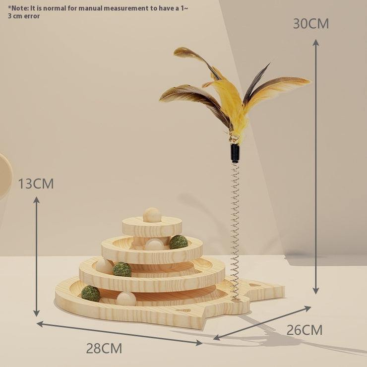 Jouet Tourniquet Interactif en Bois pour Chat - Stimulation Naturelle