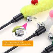 Canne à pêche pour chat avec peluche colorée Jouet interactif