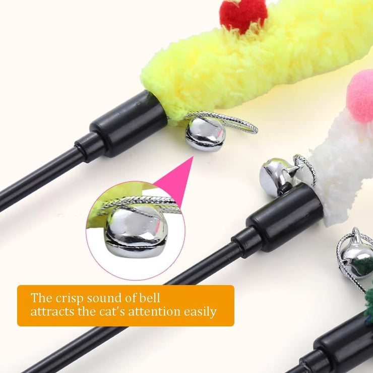 Canne à pêche pour chat avec peluche colorée Jouet interactif
