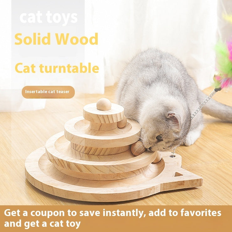 Jouet Tourniquet Interactif en Bois pour Chat - Stimulation Naturelle