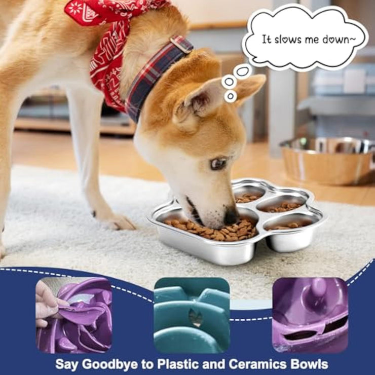 Gamelle Anti-Glouton en Acier Inoxydable - Chien Petite et Moyenne Taille