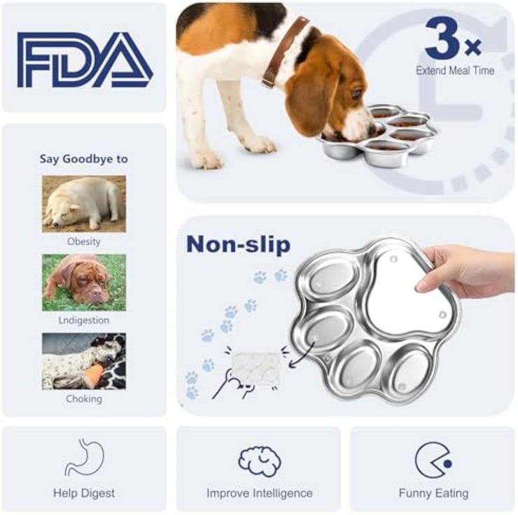 Gamelle Anti-Glouton en Acier Inoxydable - Chien Petite et Moyenne Taille