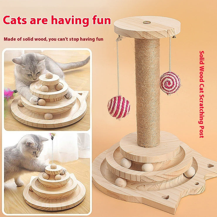 Jouet Tourniquet Interactif en Bois pour Chat - Stimulation Naturelle