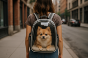 Femme portant le sac avec un chien