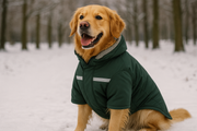 Golden Retriever avec manteau vert