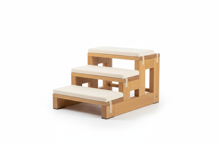 Escalier en Bois 4 Niveaux avec Coussins - Design Élégant pour Chien et Chat