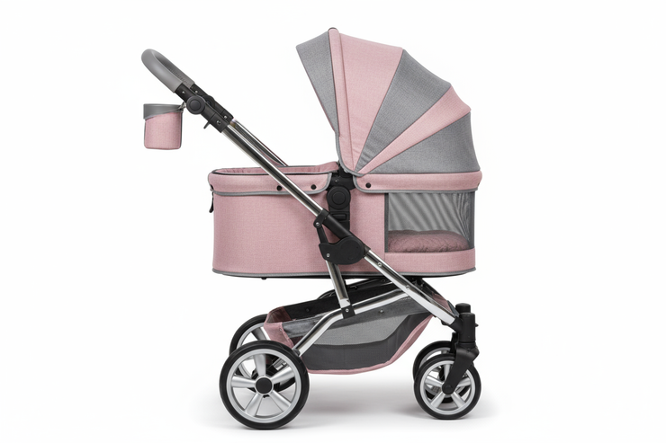 Poussette de Luxe 4 Roues pour Chien et Chat - Avec Auvent et Suspension