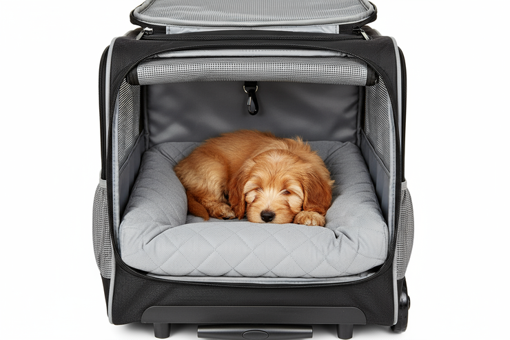 Sac de Transport à Roulettes pour Chat et Petit Chien - Style Valise avec Poignée Télescopique