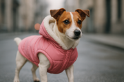 Jack Russell avec manteau rose