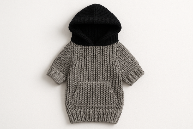 Pull à capuche gris chiné