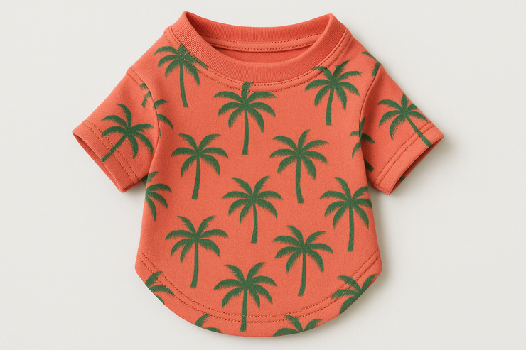 T-shirt corail avec palmiers